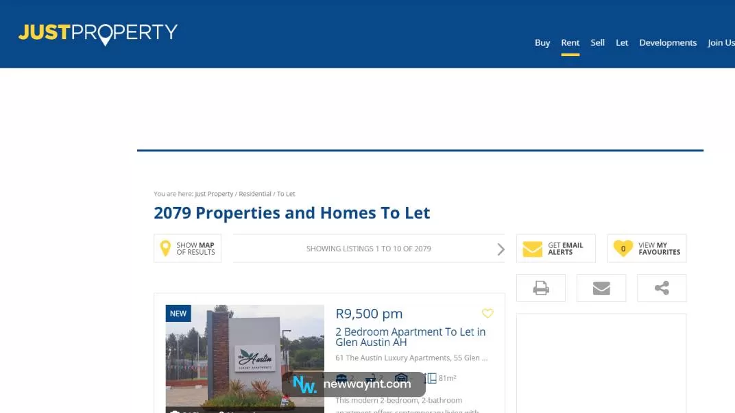 Just Property website for renting apartments in Dubai