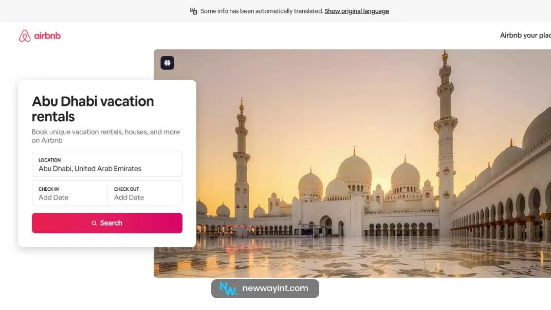 AirBnB apartment rental site in Dubai