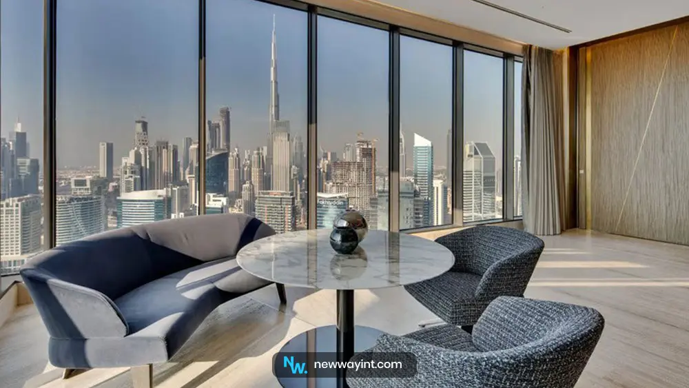 View of Burj Khalifa from inside the penthouse in Dubai